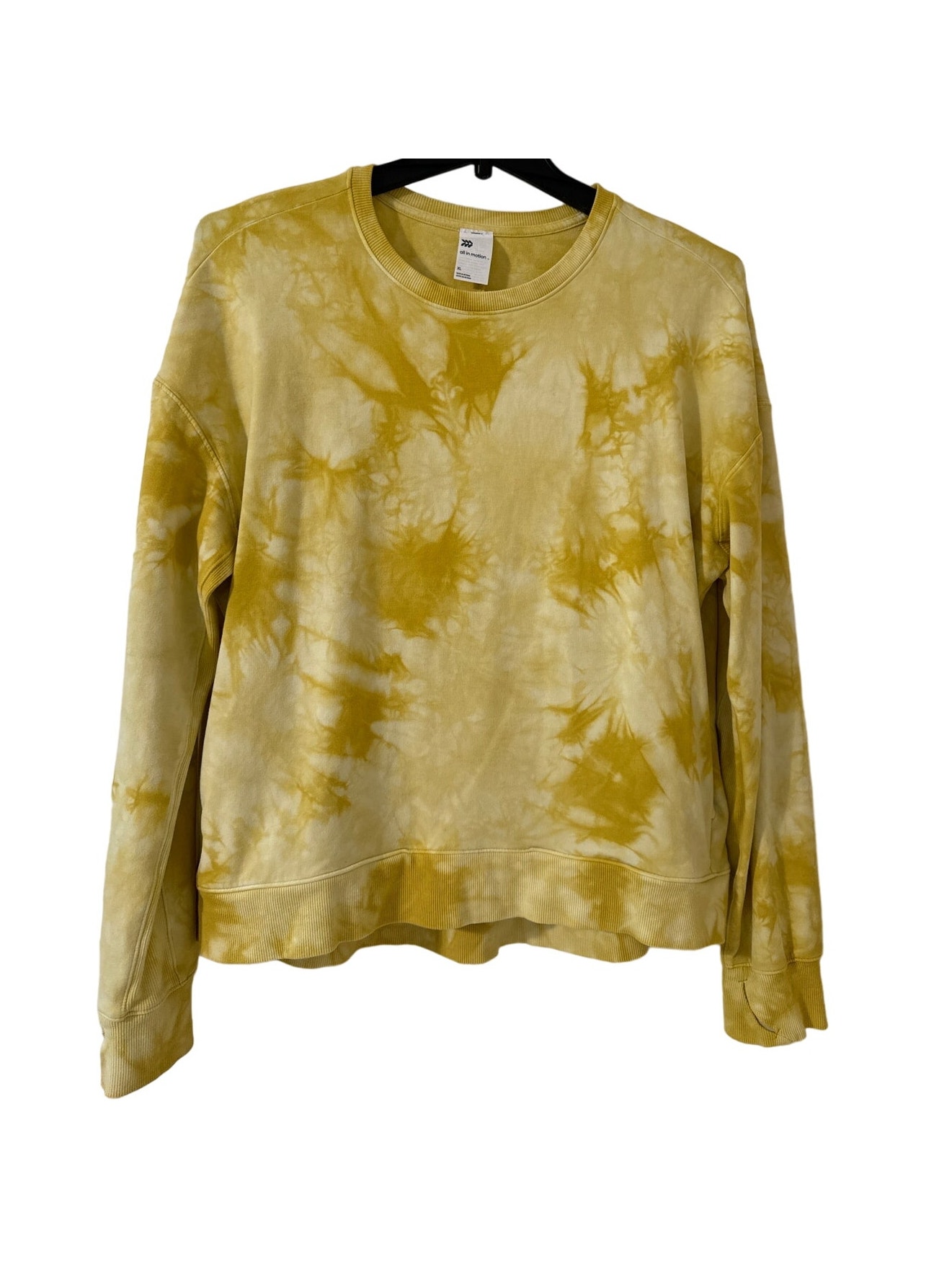 All In Motion Xl Super Soft, Yellow Gold Pullover Sweatshirt With Thumb Holes